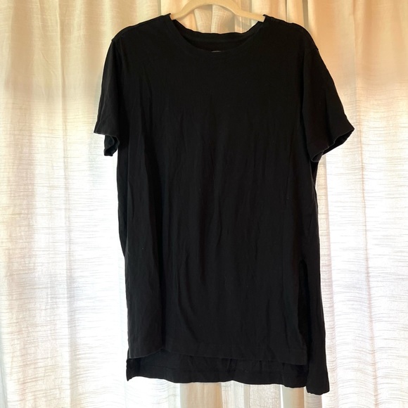 Old Navy Black High Low Short Sleeve Slit T shirt tunic tee - Picture 1 of 5